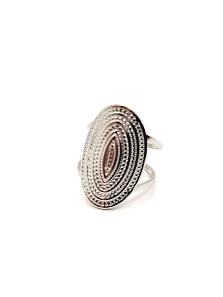 Bague en Acier Inoxydable Argenté Design Ovale Gravé