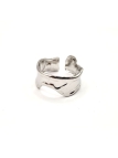 Bague en Acier Inoxydable Argenté Design Ondulé Ajustable