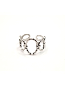 Bague en Acier Inoxydable Argenté Design Cercles Entrelacés Ajustable