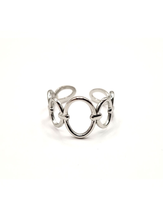 Bague en Acier Inoxydable Argenté Design Cercles Entrelacés Ajustable