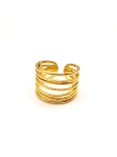 Bague en Acier Inoxydable Doré Design Multi-Bandes Ajustable