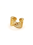 Bague en Acier Inoxydable Doré Design Croisé Élégant Ajustable