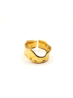 Bague en Acier Inoxydable Doré Design Martelé Ajustable