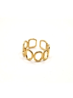 Bague en Acier Inoxydable Doré Design Géométrique Ajouré Ajustable
