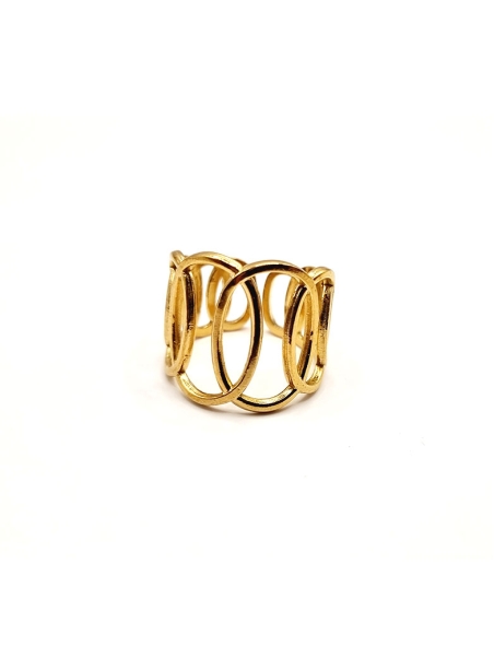 Bague en Acier Inoxydable Doré Design Cercles Entrelacés Élégants