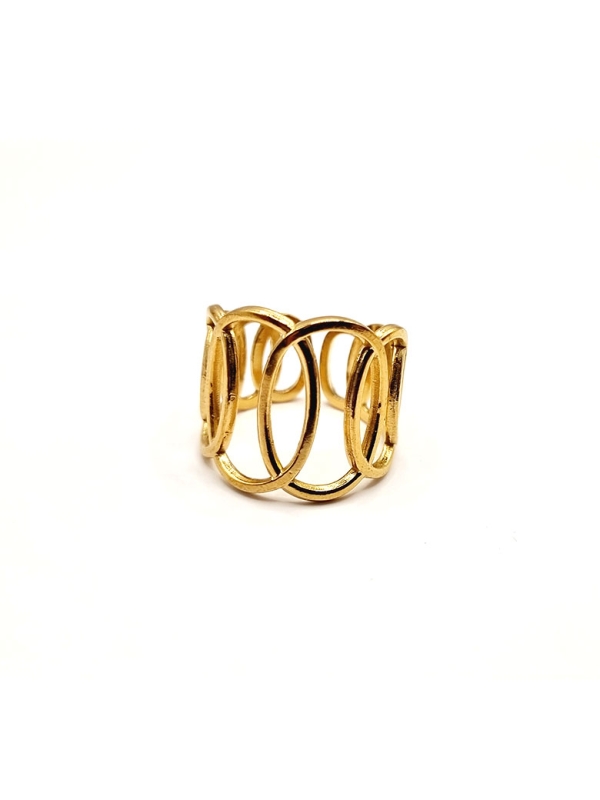 Bague en Acier Inoxydable Doré Design Cercles Entrelacés Élégants