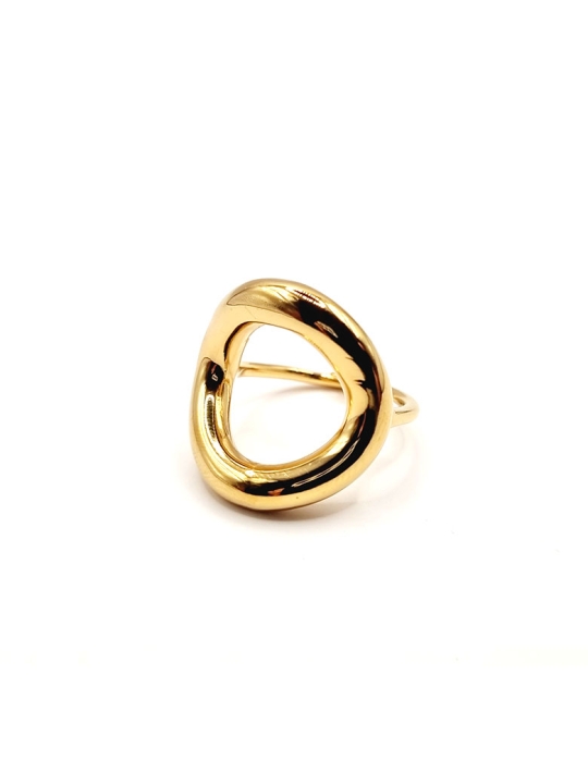 Bague en Acier Inoxydable Doré Design Minimaliste Ajouré