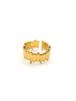 Bague en Acier Inoxydable Doré Design Texturé Ajustable