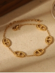 Bracelet Chaîne en Acier Inoxydable Doré avec Maillons Ovales Élégants