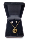 Parure Arbre de Vie en Acier Inoxydable Doré – Collier et Boucles d’Oreilles Étincelantes