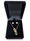 Parure Maillons Élégants en Acier Inoxydable Doré – Collier et Boucles d’Oreilles en Zircon