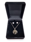 Parure Arbre de Vie en Acier Inoxydable Argenté – Collier et Boucles d’Oreilles Étincelantes