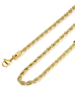 Chaîne Torsadée Dorée en Acier Inoxydable – 40,6 cm