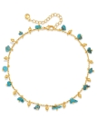 Chaîne de Cheville Dorée en Acier Inoxydable avec Pierres Naturelles Turquoise