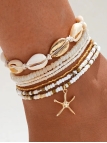 Chaîne de Cheville Multirangs Coquillages et Étoile de Mer Dorée – Style Bohème Chic