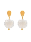 Boucles d’Oreilles Dorées Coquillage Nacré – Élégance Marine Minimaliste