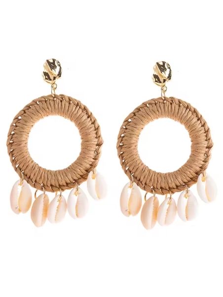 Boucles d’Oreilles Bohèmes en Raphia et Coquillages – Esprit Plage Authentique