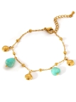 Bracelet en acier inoxydable doré – Perles turquoise et coquillages marins