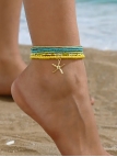 Chaîne de cheville perles jaunes & turquoises – Étoile de mer dorée