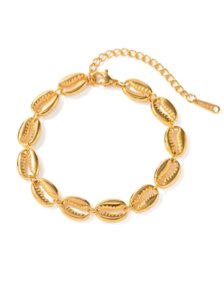 Bracelet en acier inoxydable doré – Coquillages cauris stylisés