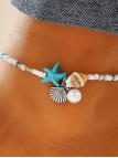 Chaîne de cheville perles et breloques – Étoile de mer, coquillage & perle