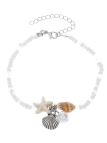 Chaîne de cheville blanche – Étoile de mer, coquillage & perle nacrée