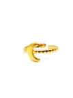 Bague dorée ajustable croissant de lune en acier inoxydable