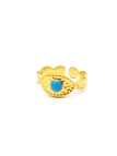 Bague dorée œil protecteur et pierre turquoise en acier inoxydable