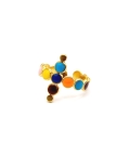 Bague dorée ajustable multicolore – cercles émaillés arc-en-ciel