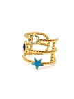 Bague dorée étoile turquoise & strass – inspiration céleste bohème
