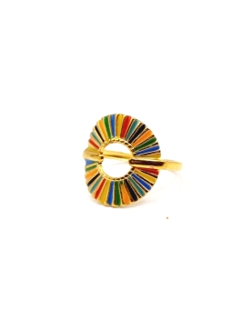 Bague dorée éventail multicolore – style graphique et ensoleillé