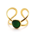 Bague dorée pierre verte émeraude – bijou fin et ajustable