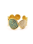 Bague dorée spirales turquoise & blanche – inspiration graphique et estivale