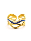 Bague vague dorée & émail bleu océan – bijou estivale inspiration marine
