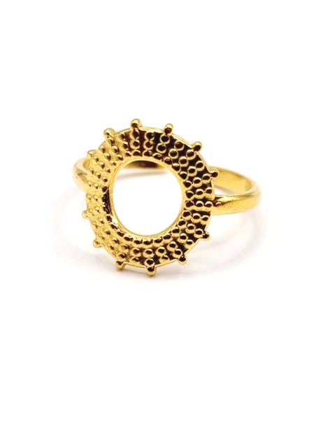 Bague dorée cercle solaire ajouré – motif texturé