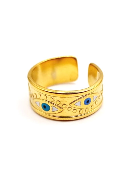 Bague dorée œil protecteur émaillé – bijou talisman