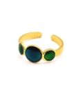 Bague dorée trio de pastilles vertes émaillées – bijou moderne et lumineux