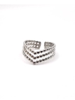 Bague argentée à perles fines – design géométrique élégant