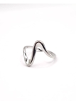 Bague argentée ondulée en acier inoxydable ajustable