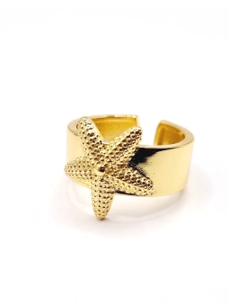 Bague dorée étoile de mer en acier inoxydable
