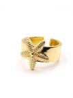 Bague dorée étoile de mer en acier inoxydable