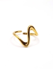 Bague dorée vague minimaliste en acier inoxydable – Design moderne et fluide