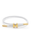 Bracelet Ajustable Blanc & Lettre H Dorée – Pureté et raffinement au poignet