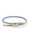 Bracelet Bleu Gris & Lettre H Dorée – Sobriété moderne et détails raffinés