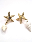 Boucles d’Oreilles Étoile de Mer Dorée & Coquillage Naturel – Esprit Bord de Mer