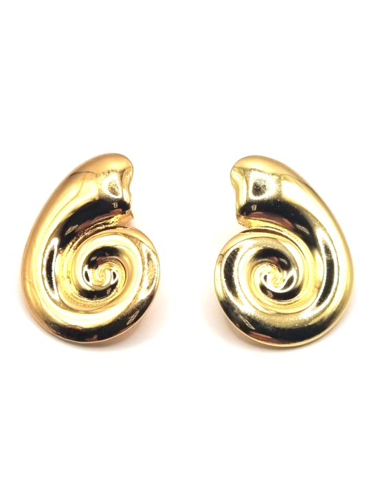 Boucles d’Oreilles Spirale Dorée Sculptée – Style Vintage et Audacieux