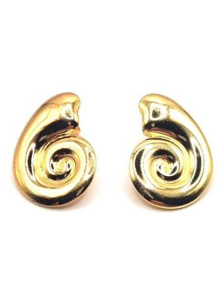 Boucles d’Oreilles Spirale Dorée Sculptée – Style Vintage et Audacieux
