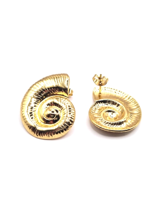 Boucles d’Oreilles Coquillage Spirale – Acier Inoxydable Doré