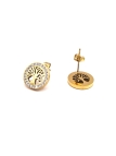 Boucles d’Oreilles Arbre de Vie Dorées – Acier Inoxydable & Strass Étincelants