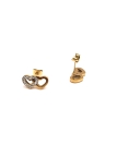 Boucles d’Oreilles Deux Cœurs Entrelacés Dorés – Acier Inoxydable & Zircon Étincelant